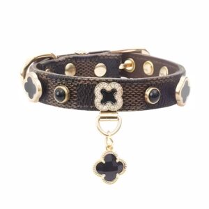 Milano Lucky Clover Leather Pet Collar